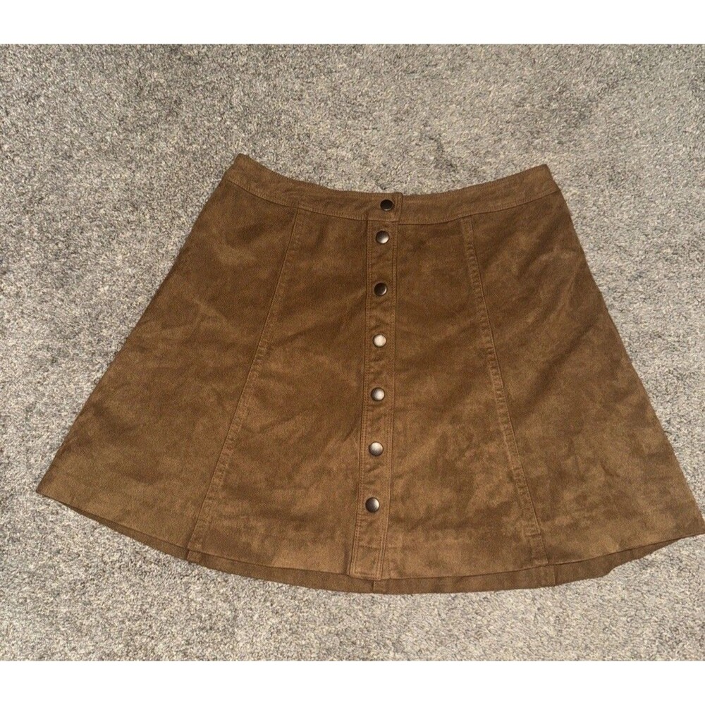 Y2K Mini Skirt Abercrombie & Fitch Preppy Button Academia Brown Faux Suede Sz 4